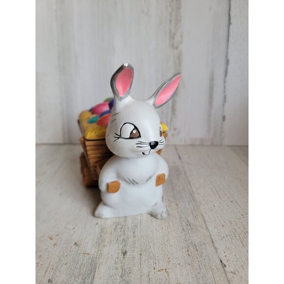 BB rabbit Easter egg ceramic vintage pulling cart container unique spring - Picture 2 of 13